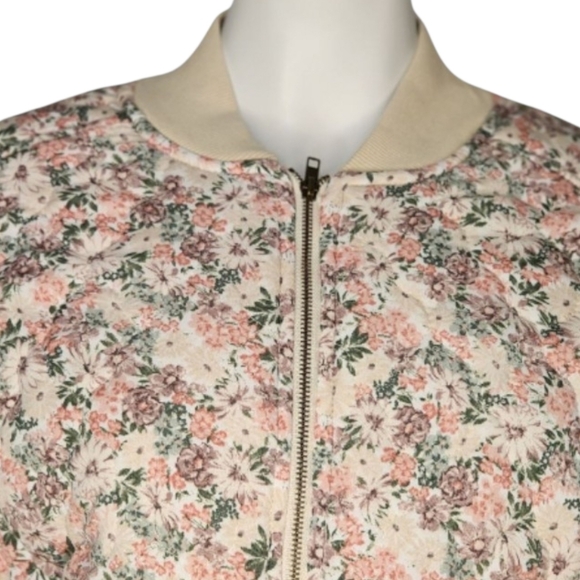 NWT Entro Pink Floral Quilted Bomber Jacket Balletcore Cottagecore Large - Picture 4 of 11